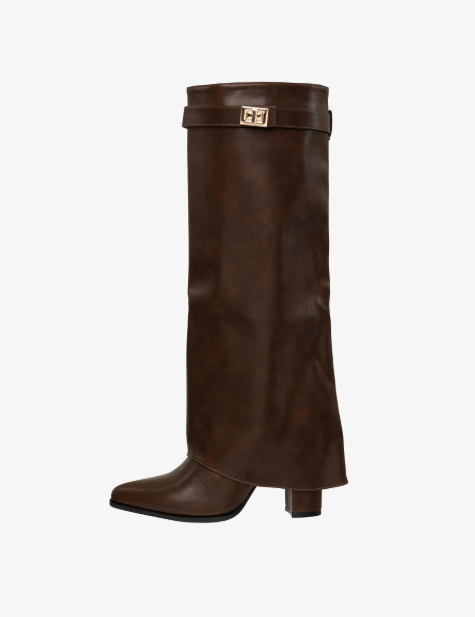 Brown Leather Knee-High Boots