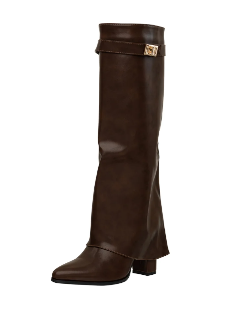 Botas Hasta la Rodilla de Cuero Marrón