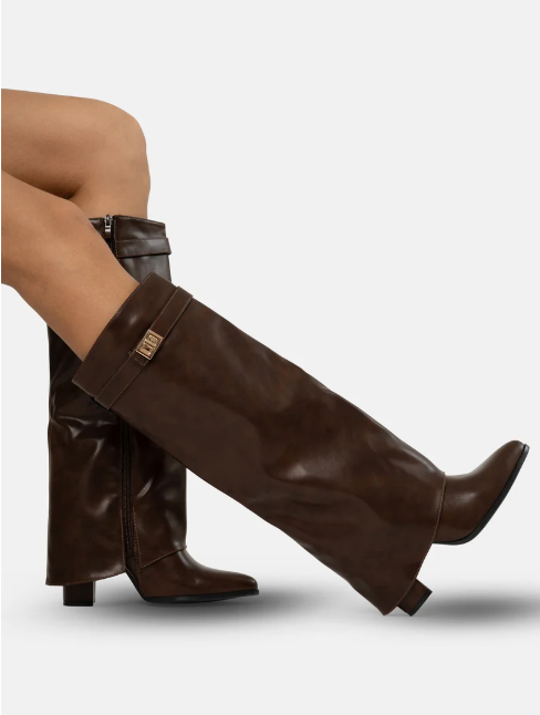 Brown Leather Knee-High Boots