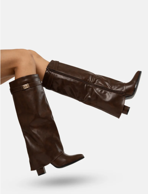 Botas Hasta la Rodilla de Cuero Marrón